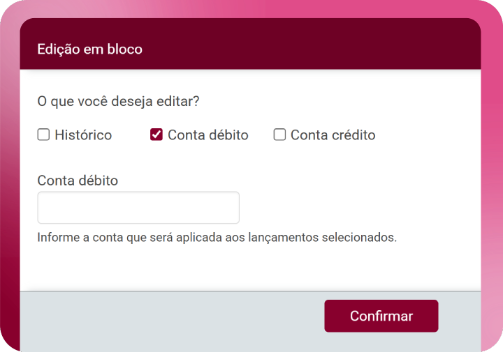 Tela Aplicação de lançamentos em lote