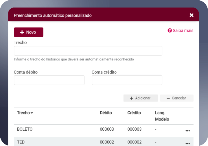 Tela Reconhecimento por palavras no histórico.