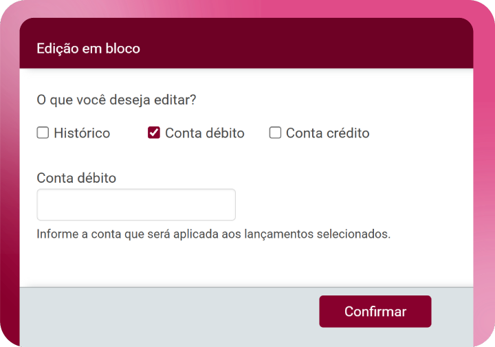 Tela Aplicação de lançamentos em lote