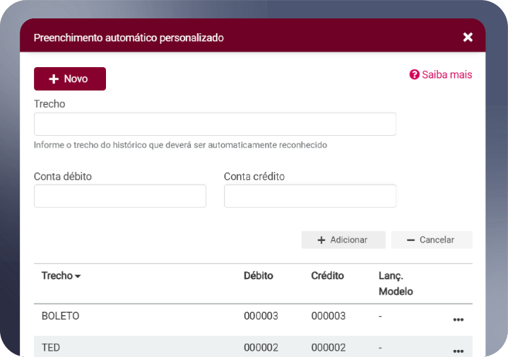 Tela Reconhecimento por palavras no histórico.