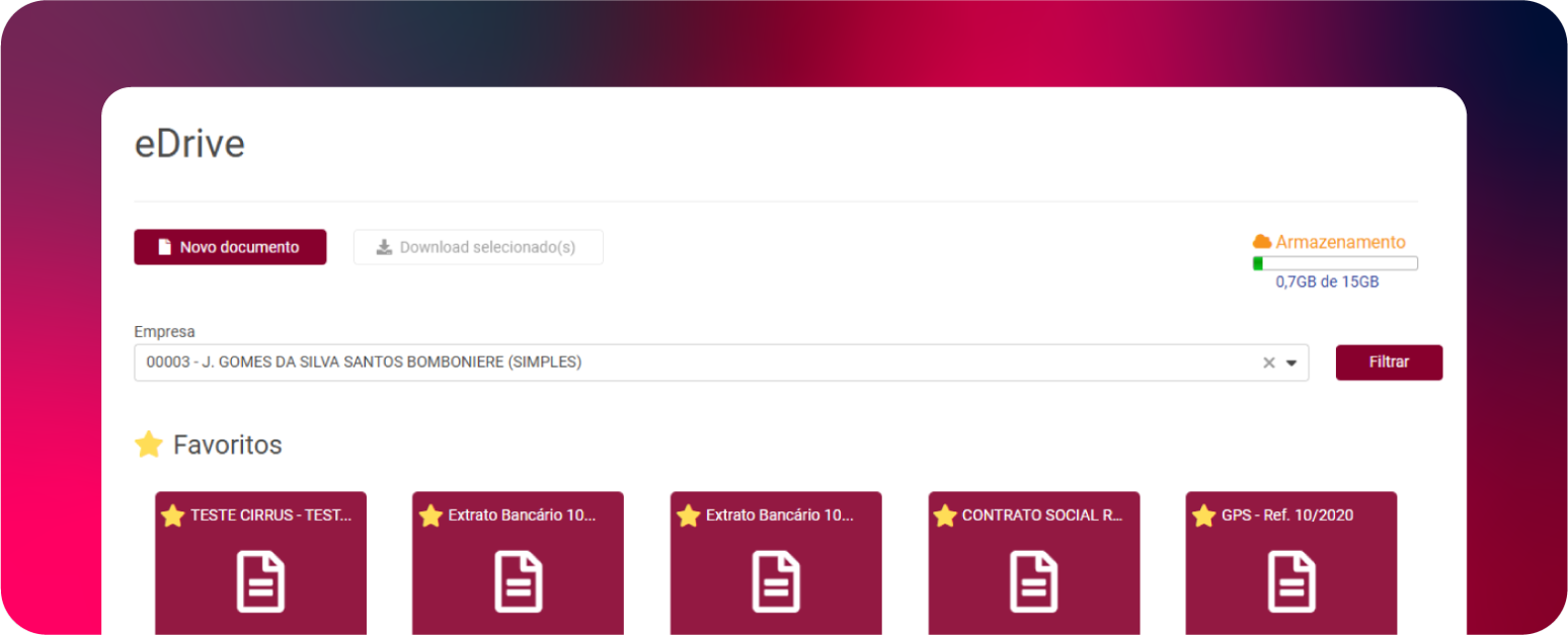 Tela do edrive Alterdata Contábil 